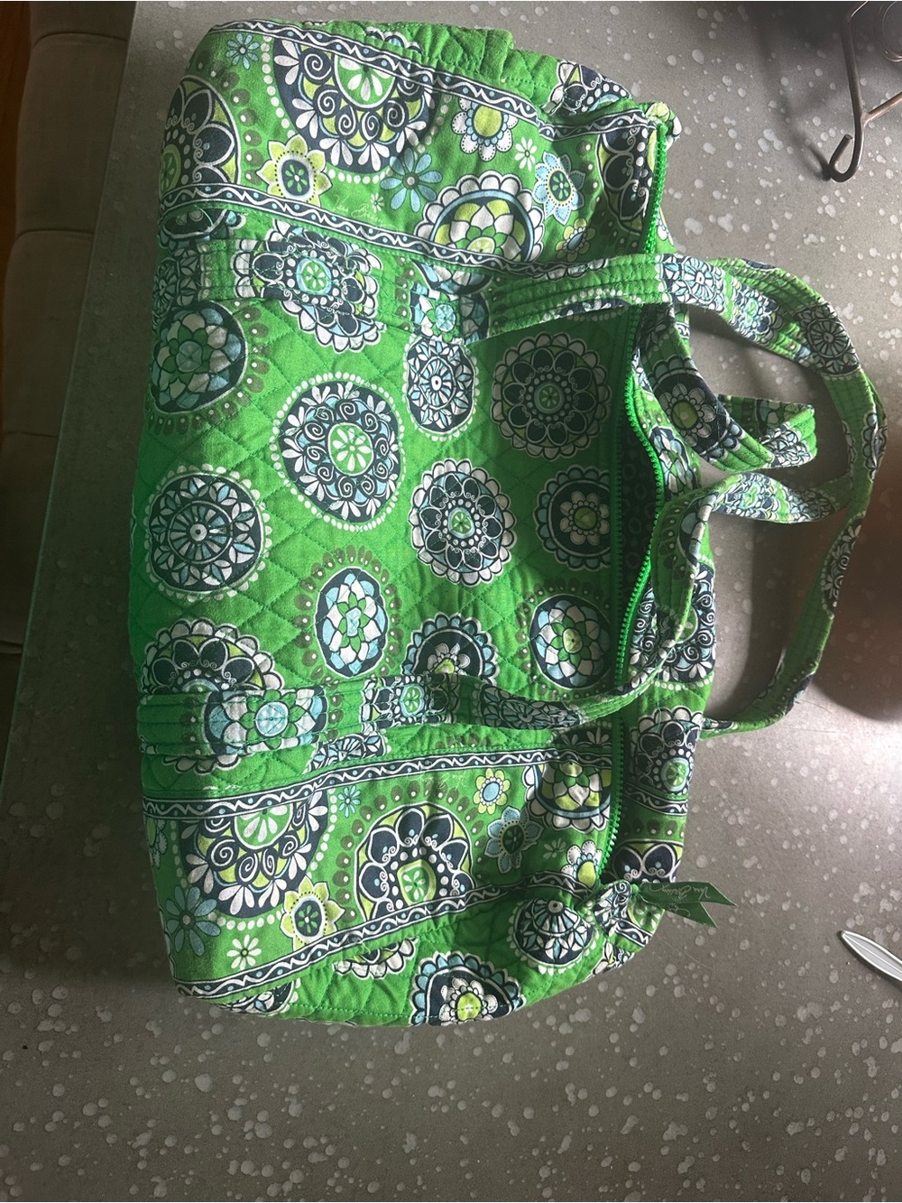 Vera Bradley Bright Green Medallion Quilted Tote